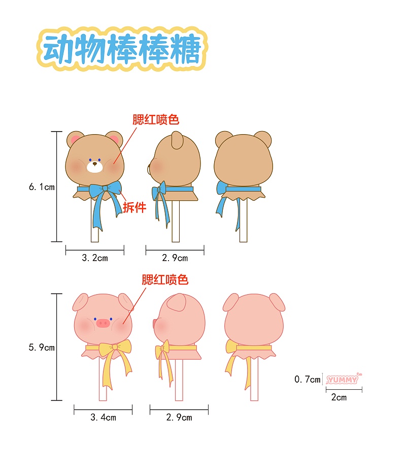 动物棒棒糖-三视图